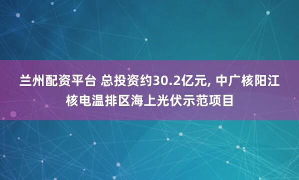 兰州配资平台 总投资约30.2亿元, 中广核阳江核电温排区海上光伏示范项目