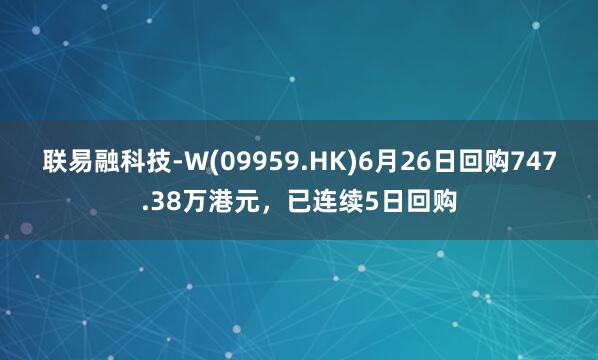 联易融科技-W(09959.HK)6月26日回购747.38万港元，已连续5日回购